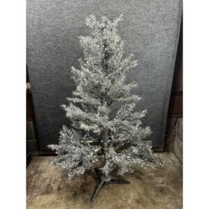 4.5’ Foot Silver Tinsel Pine Christmas Tree Nearly Vintage W/ Box Hobby Lobby
